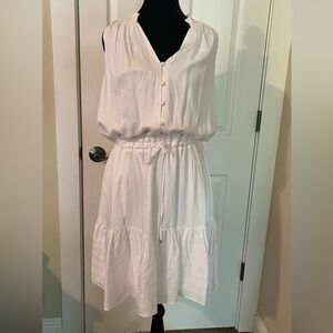 White House Black Market White Button-Front Midi Dress